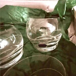Vintage Bohemia Crystal Set 5 Clear Whiskey or Red Wine Glasses NWT
